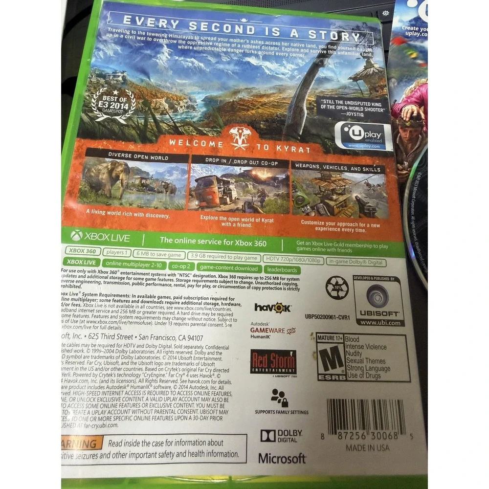 Far Cry 4 Microsoft Xbox 360 Game Complete‎ with Manual Ubisoft 2014 FPS